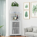 Garvee Eck-Barschrank 154,9 cm, verstellbare Regale, Gittertür, Weinglashalter und Kippschutz, Weiß, mit Stauraum, mit Ablage - Weiß