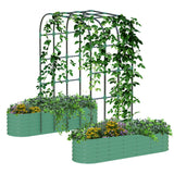 Garvee Galvanisiertes Hochbeet Mit 96" Vertikalbogen Rankgitter, Verstellbar, Stahl, Für Garten & Terrasse, Rostbeständig, Mit Pflanzenclips & Drainagenetz - Grün