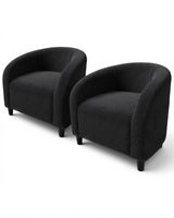 Garvee Sessel Barrel Bouclé Set 2er, Club Sessel Sherpa, Ergonomischer Komfort, Leicht und Langlebig, Dunkelgrau, Für Wohnzimmer und Büro - Dunkelgrau