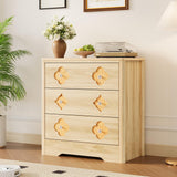 Garvee Fluted 3 Schubladen Kommode Für Schlafzimmer Und Wohnzimmer, MDF-Holz, Kratz- Und Wasserfest, Metallgriffe, 15.8"D x 30.3"W x 35.4"H, Modernes Design - 