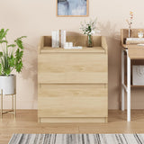 GARVEE Nachttisch ohne Griffe mit 2 Schubladen, Modernes Design aus Hellem Holz, Großer Stauraum für Schlafzimmer, Einfache Montage - Naturholz