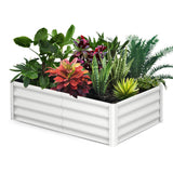 Garvee Rechteckiges Metall Hochbeet 180×90×30 cm – Pulverbeschichtet, Rostfrei für Garten & Outdoor - Weiß