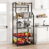 Garvee Küchenregal 5-stufig Mit Mikrowellenständer, 2 Drahtkörbe, 8 Haken, MDF, Grau - Grau