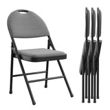 Garvee Klappstühle Set 4, Leinenstoff Gepolstert, Metall, Stapelbar, Für Camping & Büro - Grau