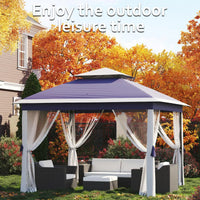 Garvee Pop Up Pavillon 335×335 cm, Mit Moskitonetz, Wasserdicht, UV-Schutz, Höhenverstellbar, Marineblau