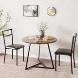 Garvee Runder Esstisch-Set Für 2 Personen Mit Gepolsterten Stühlen, MDF & Metall, Retro Braun, Platzsparend Für Kleine Wohnungen - Retro