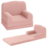 Garvee Kinder Couch 2-in-1 Wendbar Sofa & Lounger Rosa Krone Für Spielzimmer Komfortabler Schaumstoff Weicher Sherpa Bezug - 