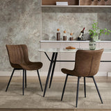 Garvee Mid Century Modern Esszimmerstühle Set 2, Leder Polsterung, Armlos, Metallbeine, Ergonomisch, Kratzfest, Für Esszimmer & Wartezimmer, 31.2" Höhe, Schwarz - 