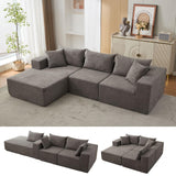 Garvee Modulares Ecksofa aus Teddystoff, ca. 274 cm, Chaiselongue links, tiefe Sitzfläche, für Wohnzimmer, Grau - Grau