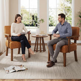 Garvee Loungesessel 2er-Set, Mid-Century, PU-Kunstleder, Knopfheftung, Holz, Schwarz, gepolstert