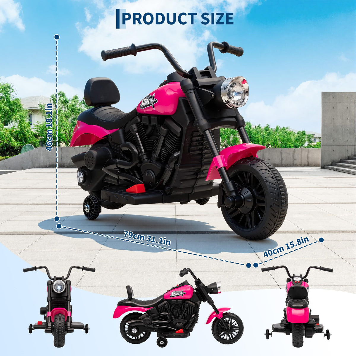 Garvee Elektro-Motorrad Maße 79 × 40 × 46 cm