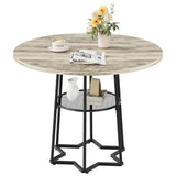 Garvee 98 cm Rund Esstisch mit Stauraum Holz Metallgestell für Küche und Wohnzimmer Modern Stabil, pflegeleicht, Grau, für 4 Personen - Grau