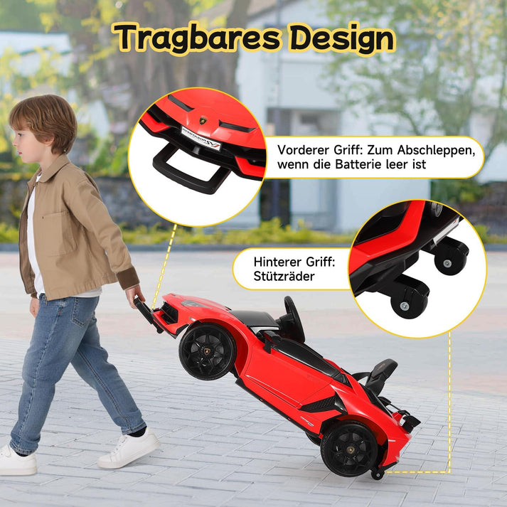 Tragbares Design mit vorderem Zuggriff und hinteren Stützrädern zum einfachen Verschieben bei leerem Akku
