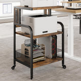 Garvee Großer Mobiler Druckerständer Mit Steckdosen Und USB Für Büro Und Zuhause 20.46"x15.76"x31.46" Metallrahmen MDF-Holz Schwarz - grün
