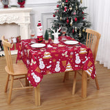 Garvee Abwaschbare Wasserabweisende Weihnachtstischdecke Mit Schneemann-Motiv Für Küche Und Esszimmer 54x54 Rot - 