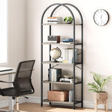 GARVEE Industrielles Bücherregal 180 cm, 5 Ebenen Standregal mit Metallrahmen, Stabiler Regal im Industrial Design für Wohnzimmer, Büro & Arbeitszimmer, Grau - Grau