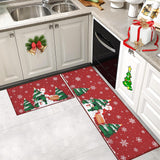 Garvee Weihnachts-Küchenmatte Weihnachtsmann 2er-Set Rutschfest Für Küche Büro Wäscherei 40x60 + 40x120 cm