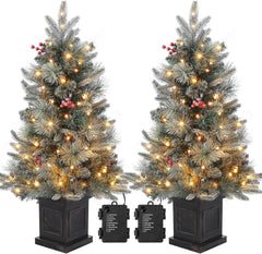 GARVEE 2PCS 90cm Weihnachtsbaum Künstlich mit 78LEDS, 8 Beleuchtungs, Schwarzer Leuchtkasten mit quadratischem Muster