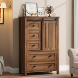 Garvee Kommode 120×40×80 cm, Kippschutz, Ablagefläche oben, Standfeste Nutzung, Walnuss