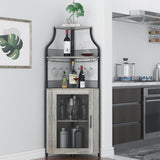 Garvee Eck-Bar-Schrank ohne LED – 155 cm hoch, 50+ Flaschen Lagerung, aus Metall & wasserfestem MDF (Hellgrau) - Hellgrau