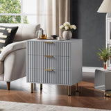 GARVEE 3-Schubladen-Kommode im Modernen Design, Geriffelte Fronten aus MDF-Holz, Viel Stauraum für Schlafzimmer, Wohnzimmer, Flur und Büro, Grau - Grau