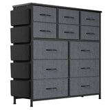 Garvee Kommode 12 Stoffschubladen Mit Griffen Metallgestell Industrie-Design Für Flur Wohnzimmer Schlafzimmer Küche Büro Dunkelgrau - 