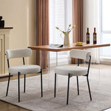 Garvee Esszimmerstühle Set 2 Mid Century Bouclé Stoff Verstellbare Beine & Rückenlehne Metallbeine Ergonomisch Modern Für Esszimmer Schwarz - Schwarz