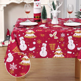 Garvee Weihnachtstischdecke Schneemann Wasserdicht Modern Grün 137x228 cm Für Party Küche Wohnzimmer - Rot