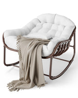 Garvee Papasan Schaukelstuhl Oversized, Gepolstertes Kissen, Für Wohnzimmer, Veranda, Garten & Terrasse - Weiß