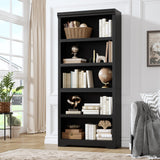 GARVEE Bücherregal, 5 Ebenen, 80 cm breit, MDF, verstellbare Ablagen, Schwarz – für Wohnzimmer & Büro - Schwarz
