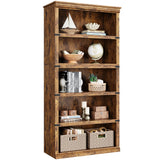 Garvee Dreifach Breites 4-Stöckiges Bücherregal, Industrie-Design, Stabile Holzstruktur, Vintage, 67,4" H x 31,5" B x 12,8" T, Wohnzimmer - Wie gezeigt