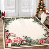 Garvee Waschbarer Weihnachtsteppich Mit Weihnachtsmannmotiv Für Wohnzimmer, Schlafzimmer, Küche, 200x290 cm, Rot - Weihnachtsmann