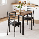 Garvee 3-Teiliges Esszimmer-Set Für 2 Personen Mit Gepolsterten Stühlen, MDF & Metall, Platzsparend Für Küche Und Büro, Modernes Design, Stabil, Schwarz - schwarz