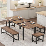Garvee Ausziehbarer Esstisch Set 6-8 Personen Mit Metallrahmen & MDF-Holzplatte Für Küche Und Esszimmer, 63 Zoll, Industriell Schwarz