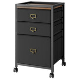Garvee Aktenkommode Mit 3 Schubladen, Stahlrahmen, Holzplatte, Stoffschubladen, Büro Und Zuhause, Modern, Mobil, Stabil - Schwarz