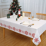 Garvee Weihnachtstischdecke Mit Schlichtem Schneeflockenmuster, Fleckenabweisend, 137x274cm, Weiß, Festliche Tischdekoration - 