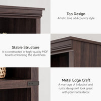 Garvee Bücherregal 171 cm, 5-stöckiges Standregal im Landhausstil, offenes Holzregal mit 5 Ablagen und Stauraum, für Homeoffice, Wohnzimmer & Schlafzimmer, Kirschbaum
