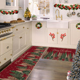 Garvee Weihnachtsbaum Küchenmatte 2er-Set Rutschfest Imitat-Hanf 40x60 + 40x120 cm Festliches Design