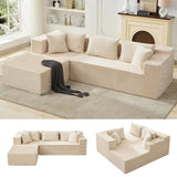 Garvee Modulares Ecksofa aus Cord, ca. 269 cm, L-Form, tiefe Sitzfläche, ohne Montage, für Wohnzimmer, Beige - Beige