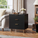 GARVEE 3-Schubladen-Kommode im Modernen Design, Geriffelte Fronten aus MDF-Holz, Viel Stauraum für Schlafzimmer, Wohnzimmer, Flur und Büro, Schwarz - Schwarz