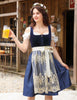 Garvee Dirndl-Kleid, 3-teilig, für Damen, mit Spitzen-Schürze, für das Oktoberfest, Midikleid, Blau, Größe 38