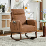 Garvee Schaukelstuhl Teddy Stoff, Gepolstert, Hohe Rückenlehne, Holzrahmen, Für Kinderzimmer & Wohnzimmer - Braun