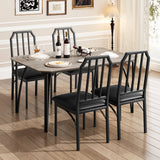 Garvee 5-teiliges Esszimmer-Set für 4 Personen, kompakte Essgruppe mit Tisch und 4 gepolsterten Stühlen, abgeschrägtem Tischdesign, für kleine Räume, Grau - Grau