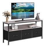 Garvee Dresser TV Stand 55 Zoll Mit Stoffschubladen & Verstellbaren Füßen Für Wohnzimmer Und Schlafzimmer, Grau, Robust MDF Holz - Braun
