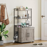 Garvee Katzenklo Gehäuse Mit Regal Stauraum, 2-in-1 Katzenmöbel, MDF & Eisen, Grau, Für Innenräume, 3 Regale, Stabil & Geruchsarm
