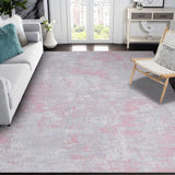 GARVEE Moderner Kurzflor-Teppich 120 x 170 cm, Waschbar, Abstraktes Muster, Rutschfeste Unterseite, Wohnteppich für Wohnzimmer, Schlafzimmer, Flur und Küche, Grau-Rosa - Grau-Rosa