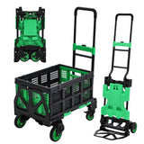 Garvee Faltbarer Handwagen – 150 kg Tragkraft, Stahlrahmen, Teleskopgriff, Gummiräder, Kompakt, Grün - Grün