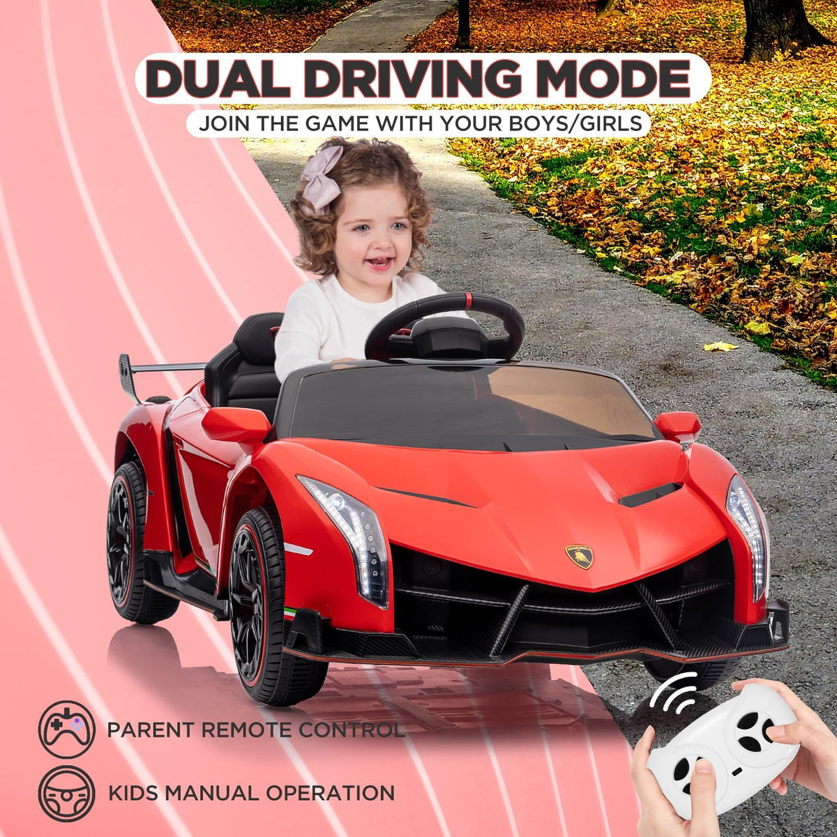 Kinder Elektroauto mit Lenkrad und Fernbedienung
