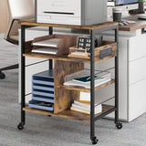 Garvee Großer Mobiler Druckerständer Mit Steckdosen & USB, 4-Stufiger Rollwagen, Metallrahmen, MDF-Platte, Bremsrollen Für Büro Und Wohnzimmer, 23.66"x15.76"x31.86", Schwarz - grün