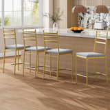 Garvee Barhocker 4er-Set, mit Rückenlehne, PU-Kunstleder, Metall, Gold, gepolstert - Gold